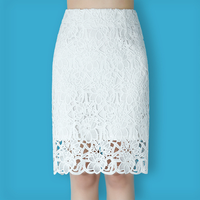 2018蕾丝半身裙女夏心机裙子设计感高腰包臀裙 a字中长款一步短裙