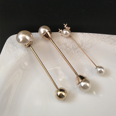 新款日韩开衫防走光可旋螺丝简约珍珠胸针女衬衫领针女短裙子包邮