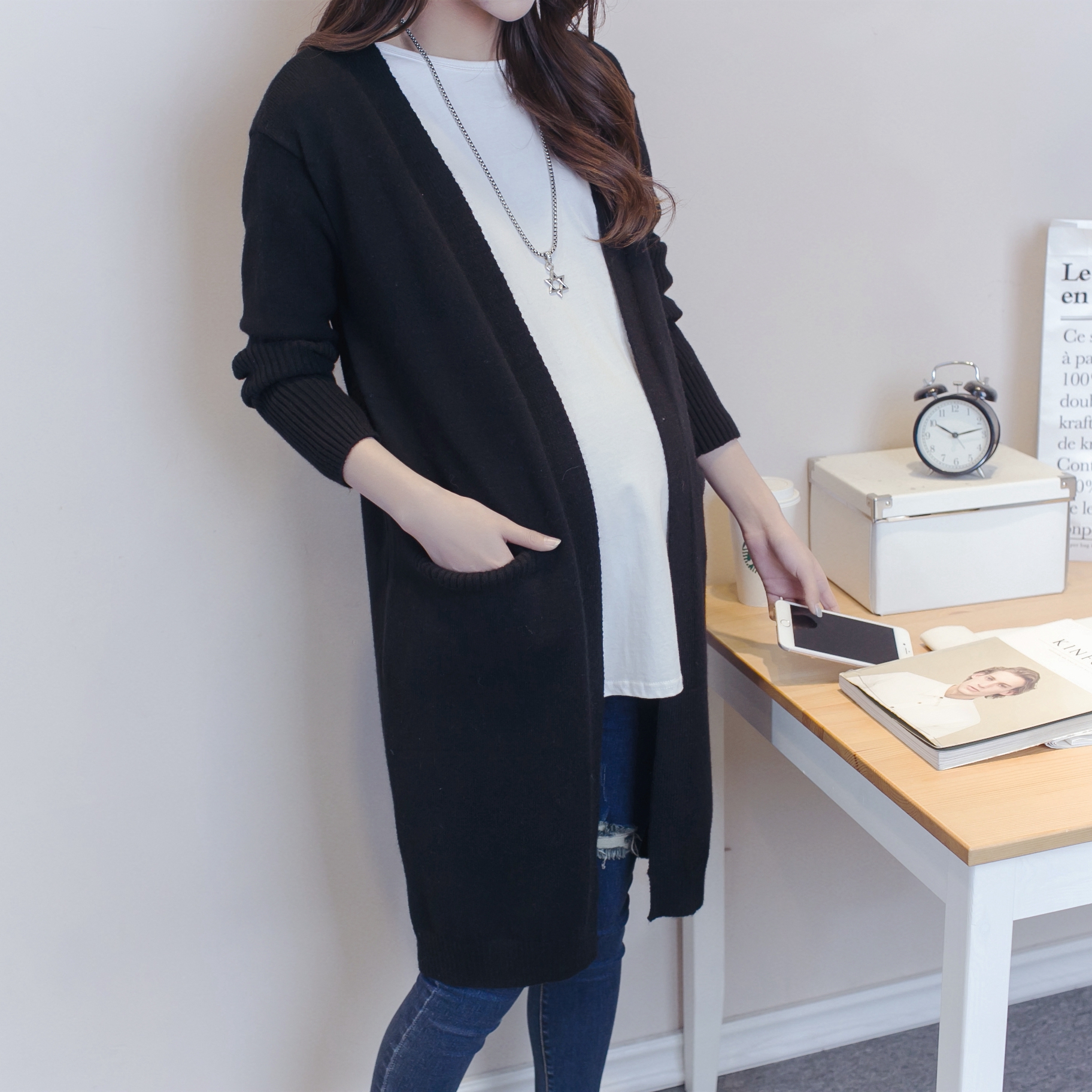 spring clothes pregnant woman Sweater Cardigan coat Korean Edition Mid length version pregnant woman Sweater Easy jacket Long sleeve Spring and autumn paymentin the Maternity/Maternal supplies/Nutrition , Maternity , Knitwear category - from Buy2taobao.com to provide professional Taobao agent buy service