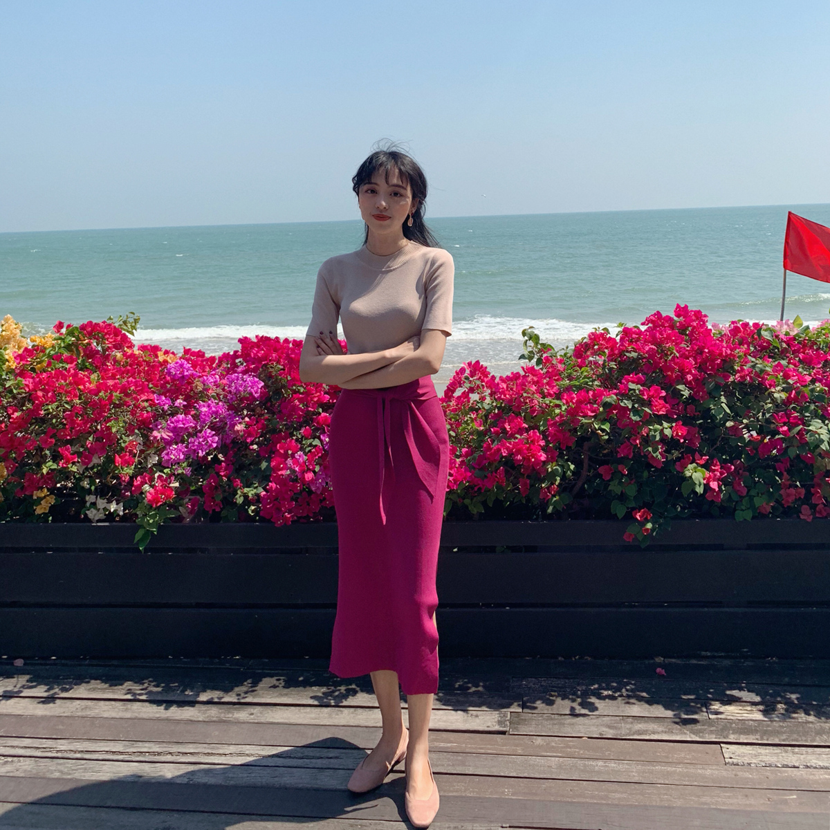 SYT Straight leg Bandage knitting skirt Retro Self cultivation Waist Skirt Split ends Straight Long skirtin the Women's clothing/Boutique , Skirts category - from Buy2taobao.com to provide professional Taobao agent buy service
