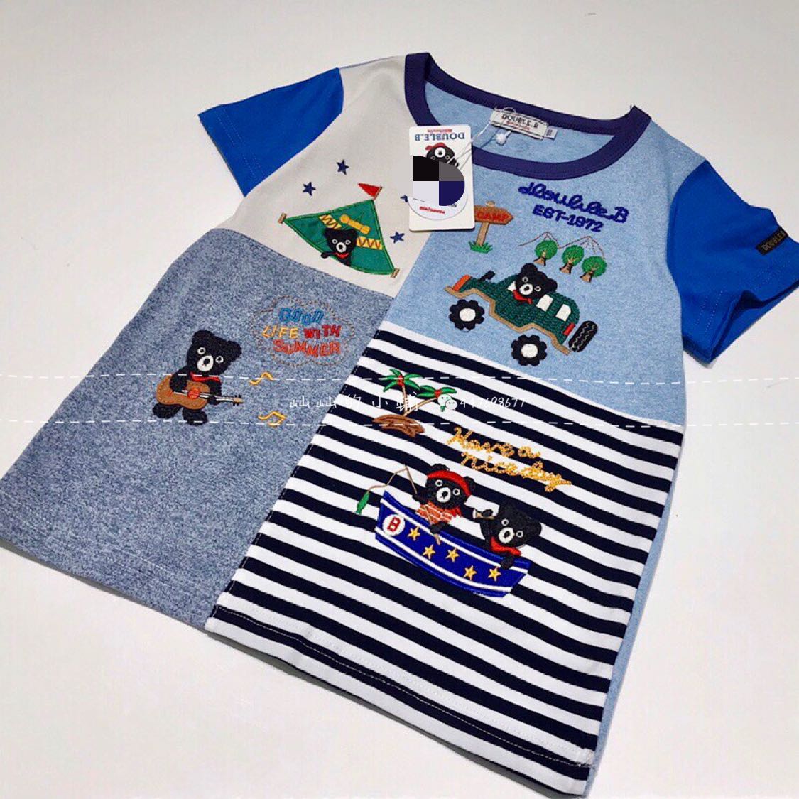 2019Miki DB new pattern luxury heavy industry Embroidery Black Bear pure cotton children Short sleeved T-shirt men and women T-shirtin the Children/Baby/Family fitted , T-shirt category - from Buy2taobao.com to provide professional Taobao agent buy service