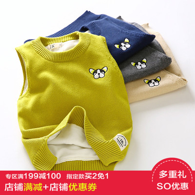 加厚针织衫马甲儿童背心冬季外穿2017新品女童男童加绒毛衣马夹