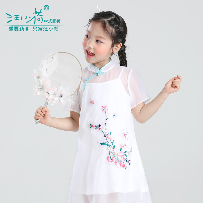 Wang Xiao girl cheongsam suit 2019 new pattern Large girl Summer wear Dress children cheongsam suit Dressin the Children/Baby/Family fitted , Set category - from Buy2taobao.com to provide professional Taobao agent buy service