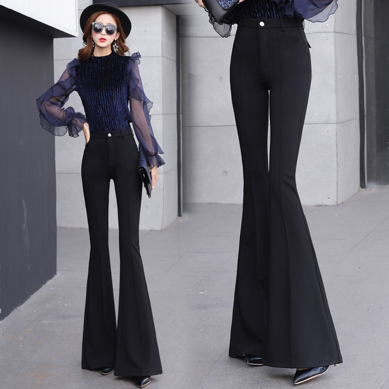 2019 Spring and summer new pattern Suit pants Wide leg pants Paige Casual pants black Show thin Micro Speaker trousersin the Women's clothing/Boutique , Pants , Leggings category - from Buy2taobao.com to provide professional Taobao agent buy service