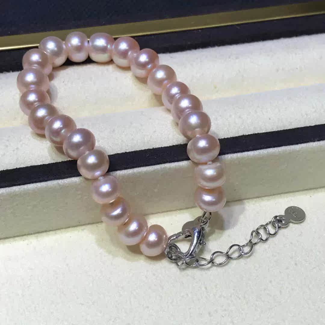 Silver Health Jewellery Freshwater pearls 8-9mm Bianzhu Pink Bracelet alloyin the Jewelry/Diamond/Jade/Gold , Natural pearls (New) , Bracelets category - from Buy2taobao.com to provide professional Taobao agent buy service