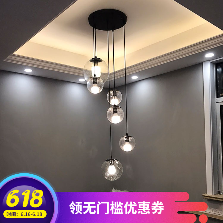 北欧透明玻璃球楼梯吊灯楼梯灯长吊灯复式旋转别墅跃层loft吊灯在类目 家装主材, 灯具灯饰, 吊灯中 - 来自Buy2taobao.com提供专业的淘宝代购服务