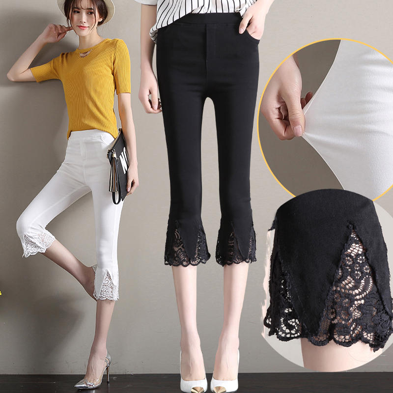 summer Thin section 7 Cropped Trousers Show thin Elastic waist High elasticity Bell-bottoms Lace student Primer Riding breechesin the Women's clothing/Boutique , Pants , Leggings category - from Buy2taobao.com to provide professional Taobao agent buy service