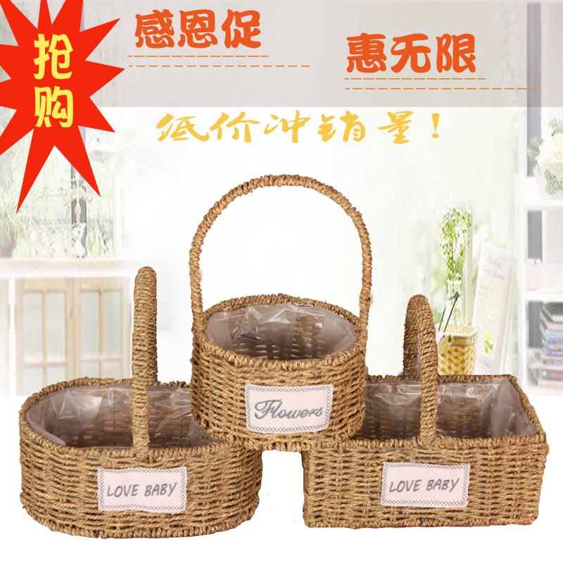 草编筐藤编花篮手编编织手工插花花篮水果阳台杂物篮干花篮可批发|msdalam kategori Aksesori rumah, pasu/bunga/bunga tiruan/perhiasan imitasi, bunga/pasu, bakul bunga - dari Buy2taobao.com untuk memberikan perkhidmatan ejen Taobao profesional membeli