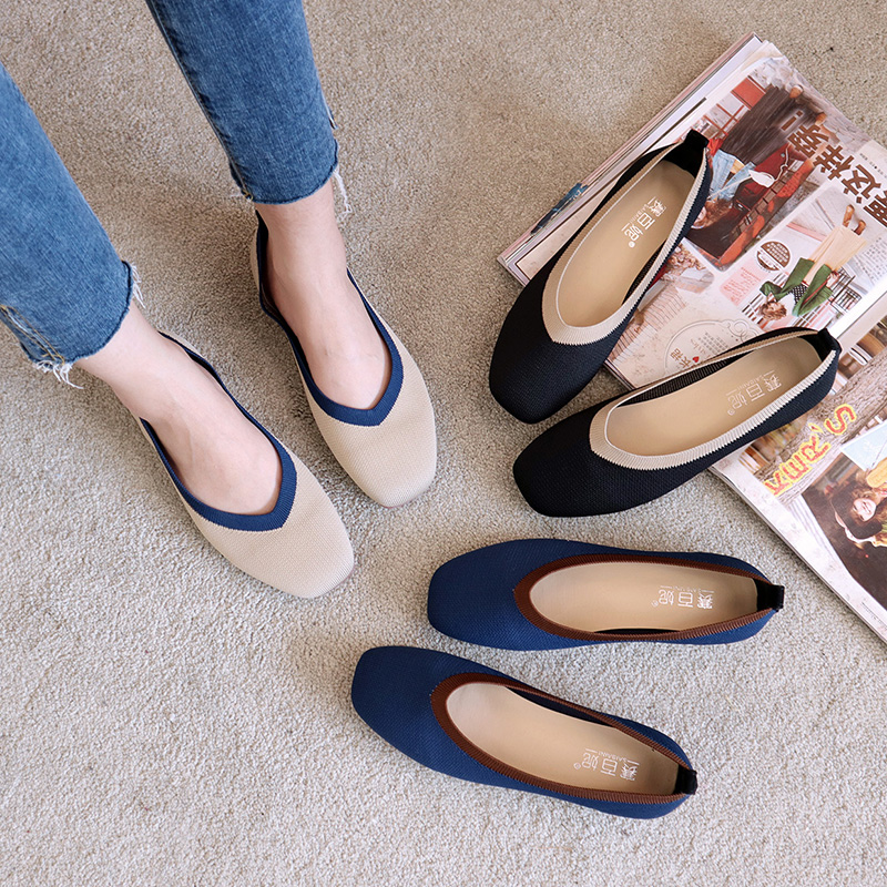 2019 Spring and summer new pattern A pedal Low-heel Lazy man Single shoes Shallow mouth Square Doug shoes soft sole knitting Grandma shoesin the Women's Shoes, Low shoes category - from Buy2taobao.com to provide professional Taobao agent buy service