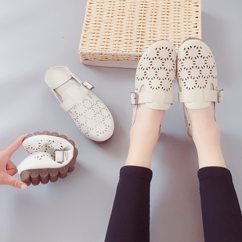 Sandals Hollow ventilation Round Single shoes 2018 new pattern Baotou Two wear Crocs student Flat bottom Semi slipperin the Women's Shoes, Low shoes category - from Buy2taobao.com to provide professional Taobao agent buy service