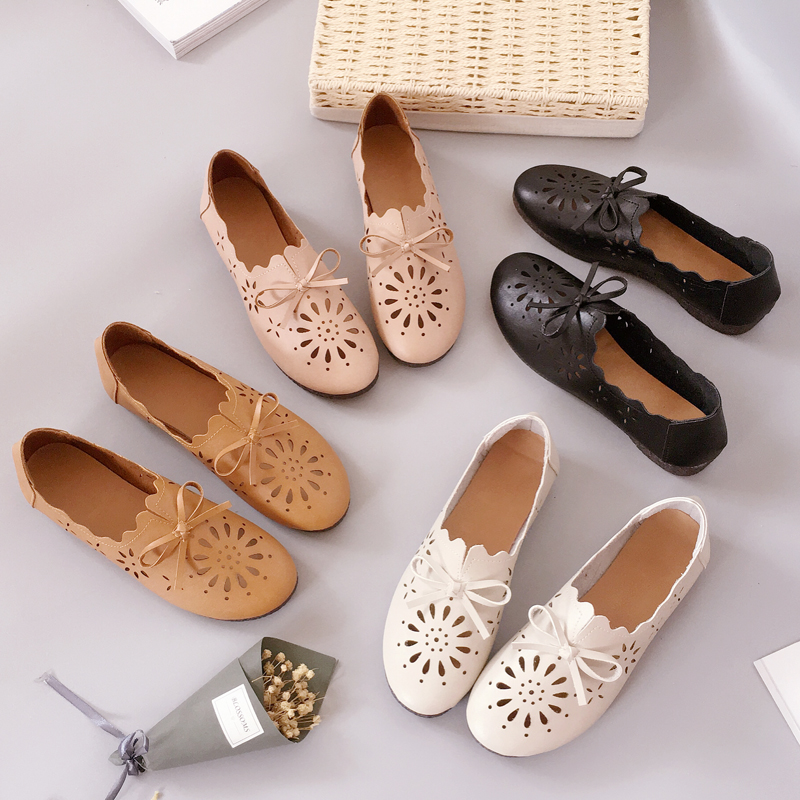 2018 spring and autumn Versatile Flat bottom Single shoes Hollow ventilation Shallow mouth Doug shoes soft sole leisure time Korean Edition Grandma shoesin the Women's Shoes, Low shoes category - from Buy2taobao.com to provide professional Taobao agent buy service