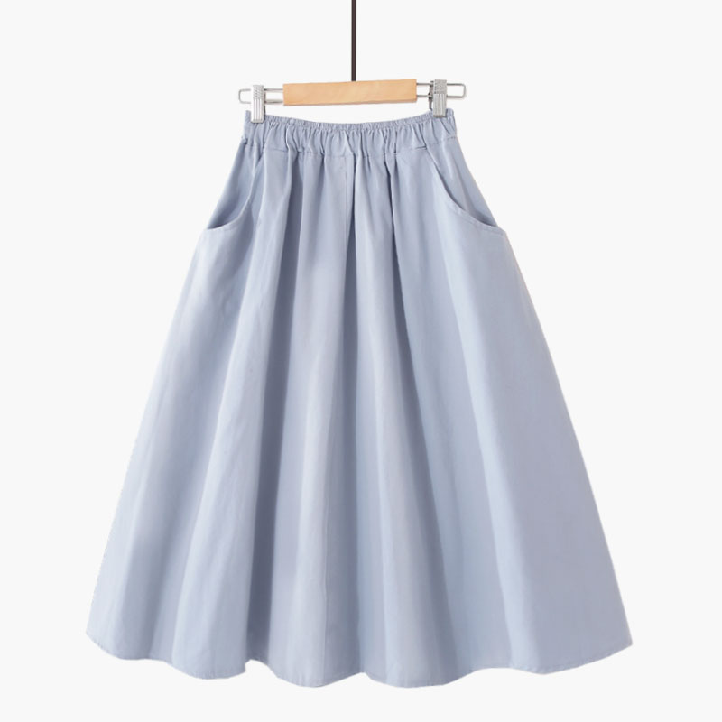 2019 Spring and summer Big skirt Elastic Paige Show thin Solid student Pocket money Simple Retro Long skirtin the Women's clothing/Boutique , Skirts category - from Buy2taobao.com to provide professional Taobao agent buy service