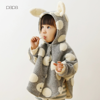 papa爬爬秋冬男女宝宝加厚外套婴儿保暖带帽外套0-4岁