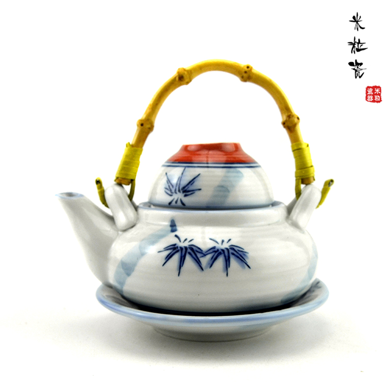 日式陶瓷餐具 海鲜汤壶 土瓶蒸器 红边竹叶高温陶瓷壶 料理茶壶|msdalam kategori pinggan mangkuk, set teh, teko - dari Buy2taobao.com untuk memberikan perkhidmatan ejen Taobao profesional membeli