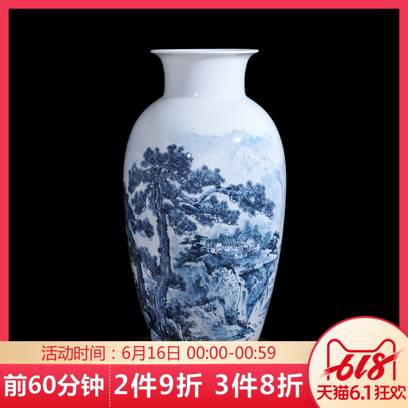 景德镇陶瓷器花瓶 王云喜手绘青花瓷古松乡情 现代客厅工艺品摆件|msdalam kategori Aksesori rumah, pasu/bunga/bunga tiruan/perhiasan imitasi, bunga/pasu, pasu - dari Buy2taobao.com untuk memberikan perkhidmatan ejen Taobao profesional membeli
