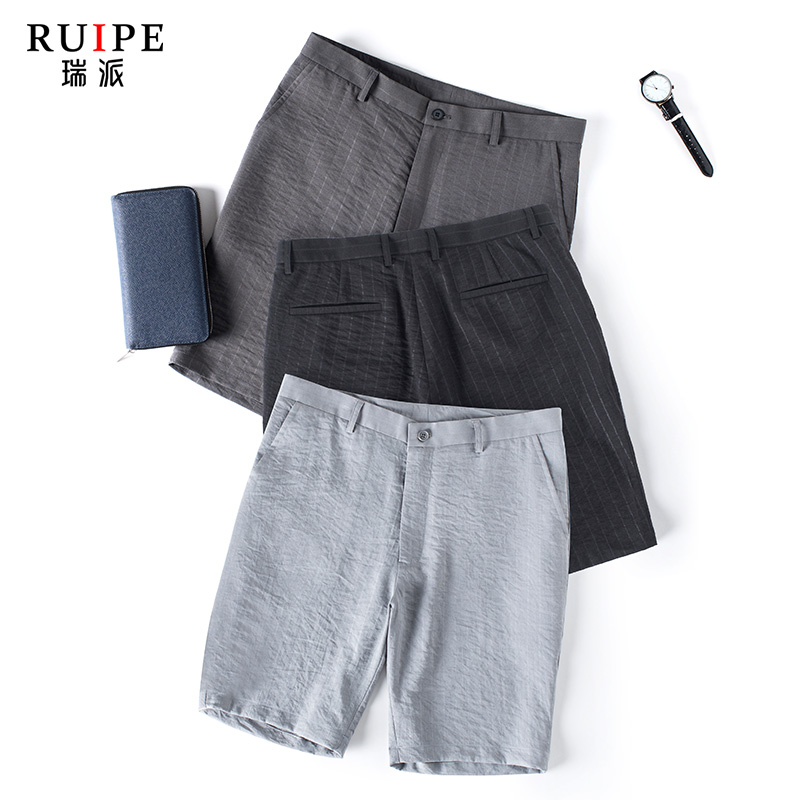 Ruipe西装短裤男五分裤宽松西裤夏季薄款韩版港风条纹5分休闲裤|ruв категории Мужская одежда, брюки - от Buy2taobao.com для оказания профессиональной услуги покупки агента Taobao