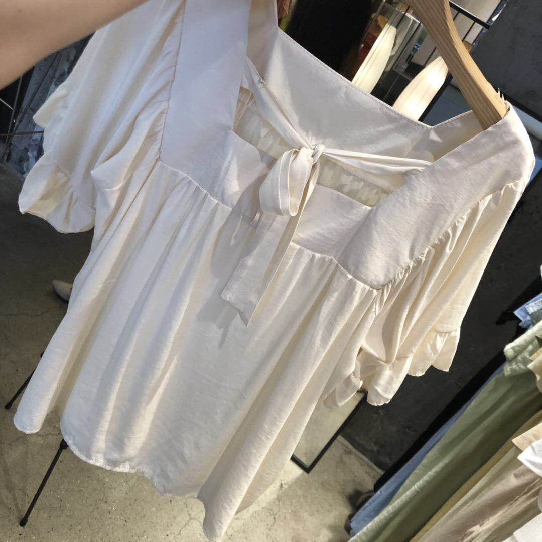the republic of korea Dongdaemun Agency purchase live broadcast 2019 square neck Loose jacket 0610/ Hongdae understarin the Women's clothing/Boutique , Lace shirt/Chiffon shirt category - from Buy2taobao.com to provide professional Taobao agent buy service