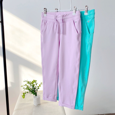 春夏新款儿童松紧高腰运动裤中大童速干裤女童宽松裤子瑜伽九分裤