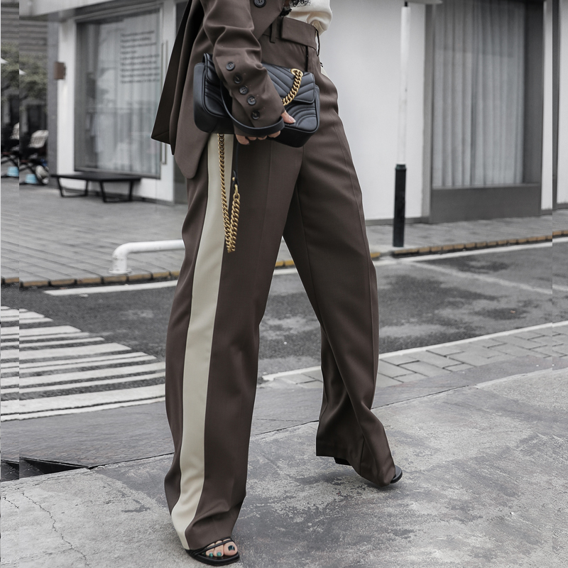 Z boss RO Stitching models White edge Suit pants Spring and summer New products Mocha Low-waisted Straight wool trousersin the Women's clothing/Boutique , Pants , Suit pants/Dress pants category - from Buy2taobao.com to provide professional Taobao agent buy service