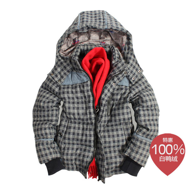 Anti season clearance Boy Down Jackets Children's clothing children baby lattice thickening Winter plumage Velvet Jacket 90 White duck downin the Children/Baby/Family fitted , Feather costumes/Down liner , Down category - from Buy2taobao.com to provide professional Taobao agent buy service