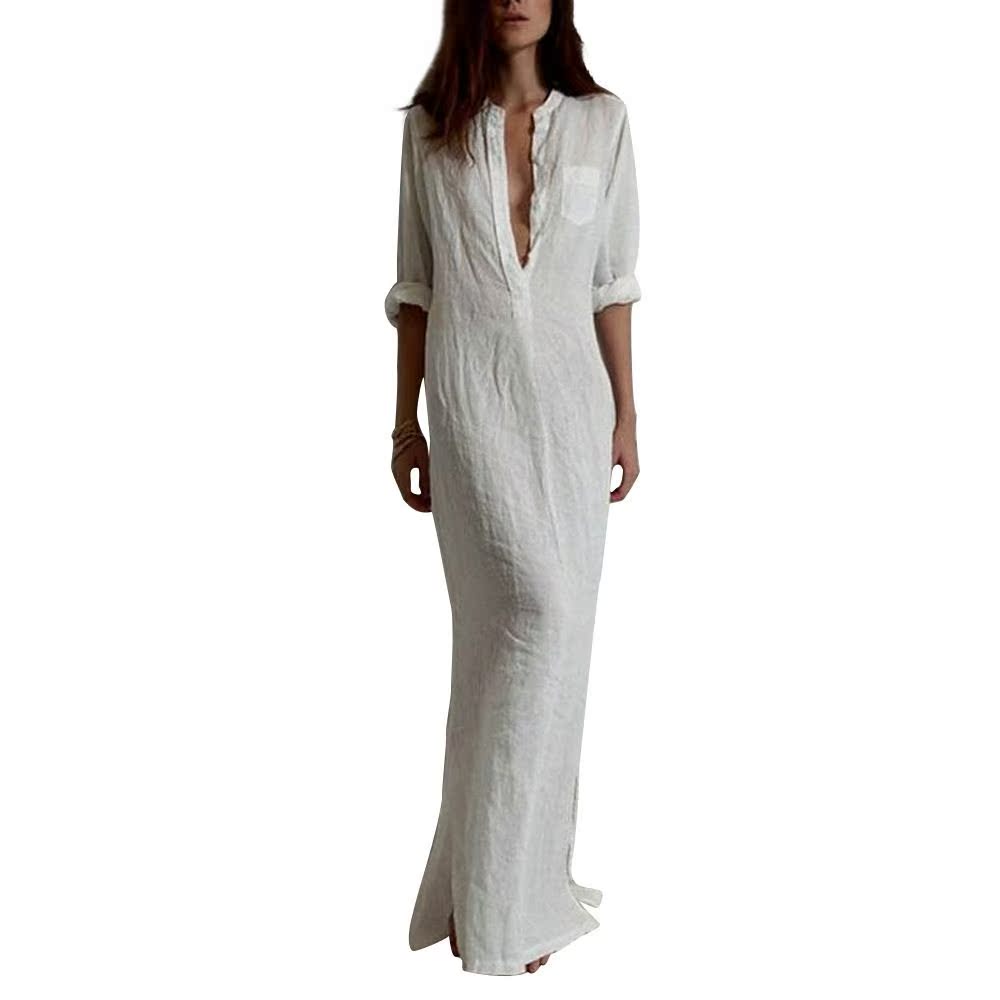Wind large size leisure dress super deep V hemp|msdalam kategori adat peribadi/Design Services/DIY, beg pakaian adat, Pakaian adat, berpakaian adat - dari Buy2taobao.com untuk memberikan perkhidmatan ejen Taobao profesional membeli