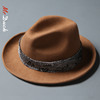 mrduck时尚英式礼帽男女纯羊毛呢，帽子秋冬卷边毡帽，英伦绅士爵士帽