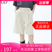 lily2024夏女装(夏女装)时尚，通勤气质显瘦高腰，款休闲百慕大短裤小个子