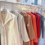 日本制vintage复古纯色修身显瘦羊毛呢子大衣外套中长款
