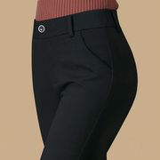 春秋季女士高腰直筒修身西装裤工作裤显瘦垂感黑色长裤九分裤