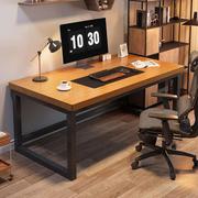 实木电脑桌台式简约现代双人桌子家用简易书桌轻奢电竞办公工作台