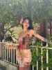 泰国旅游拍照海边度假沙滩，裙女波西米亚印花露背吊带鱼尾连衣长裙