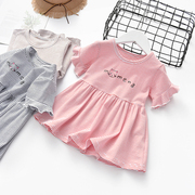 女童短袖t恤夏装婴儿，洋气裙摆上衣童装，女宝宝纯棉儿童公主半袖衫