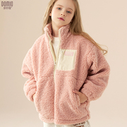 2023女童羊羔毛外套(毛外套)秋装冬装儿童摇粒绒保暖羊羔绒棉服女童装