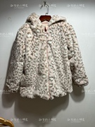 d维b拉粉色豹纹加厚连帽甜美气质可爱保暖短外套110-130尺码