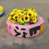 家庭幼儿园迷你吊篮改造装饰外室内轮胎创意艺术个性工艺品花盆