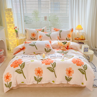 fuannaihunqing家用床上用品，加厚磨毛四件套床单，被套宿舍套件