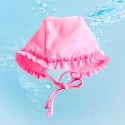 2024纯色成人女式女生游泳帽粉色荷叶边女童宝宝护发护耳婴儿泳帽