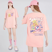 草莓熊t恤女短袖脏粉色卡通印花全棉衣服2023上衣小众多巴胺潮牌