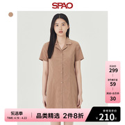 SPAO女士春季直筒衬衫型短袖短款连衣裙SPOWD26S20