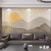 古典水墨抽象意境茶室装饰壁画中式山峰客厅墙布壁纸卧室背景墙纸