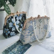 丸制 莫奈的花园 珍珠手提包旗袍包布艺口金包DIY材料包手工礼物