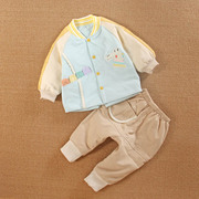 0一1岁婴儿分体装婴幼儿，春秋款夹棉衣服男宝宝，运动外套两件套装季