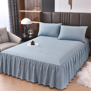 纯色床裙式床罩款单件简约床，围裙保护套1.5米1.8x2.0床套防尘防滑