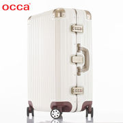 occa鸥卡纯pc旅行箱女铝镁合金，包角拉杆箱万向轮奶咖色行李