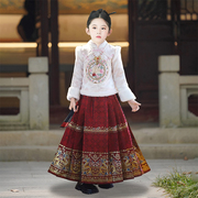 儿童马面裙女童套装冬季2023中国风古装汉服冬款拜年服女加厚