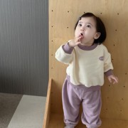 韩版春秋女童纯棉宽松上衣洋气，女婴儿长袖上衣休闲运动裤薄绒套装