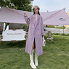 紫色赫本风高端双面羊绒大衣女2023冬中长款羊毛呢子大衣外套