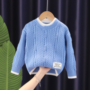 儿童圆领毛衣秋冬季童装韩版男童洋气毛线衣1-2-3岁宝宝保暖上衣