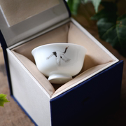 棉麻茶杯包装盒陶瓷茶器收纳盒小号麻布加厚高档单杯人文盒