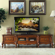 美式实木电视柜茶几小户型，窄款欧式客厅电视，机柜2.4米别墅地柜1.8